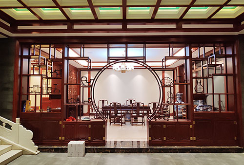 台州中式会所装修茶桌椅摆放效果图