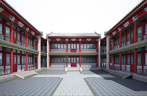 台州北京四合院设计古建筑鸟瞰图展示