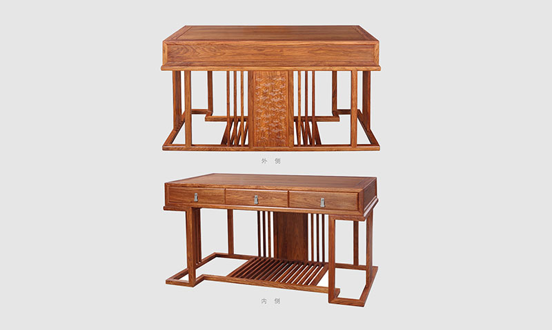 台州 别墅中式家居书房装修实木书桌效果图