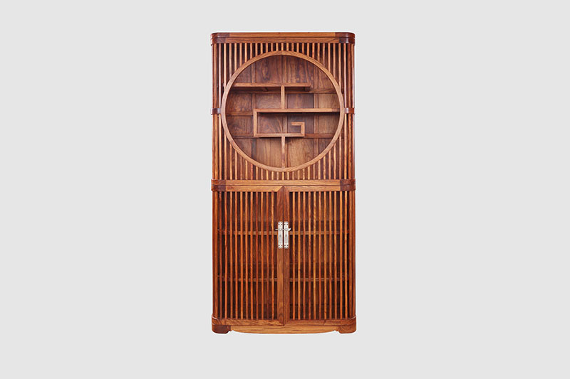 台州悦无界中式实木高端酒柜效果图